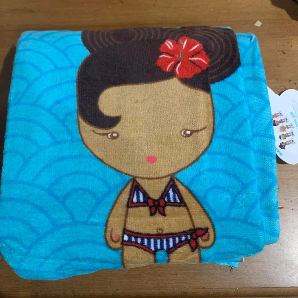 Harajuku Lovers Fragrance by Gwen Stefani Blue Beach Towel Retro New with Tags